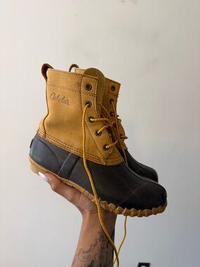 Cabela's Tan and Black Lace-Up Duck Boots